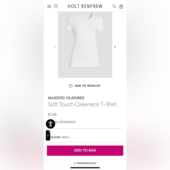 Holt Renfrew Soft Touch white t shirt, size 2 (could fit size 4) - Picture 3 of 3